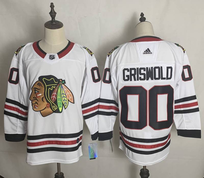 Men's Chicago Blackhawks Clark Griswold #00 Christmas Vacation White Breakaway Jersey